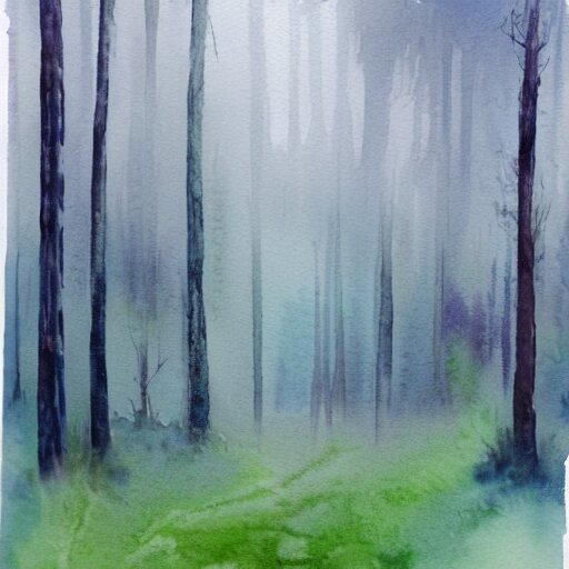 watercolor foggy forrest