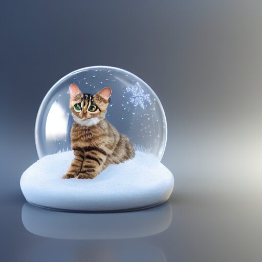 snow globe of cat cyber war, artstation, photorealism 