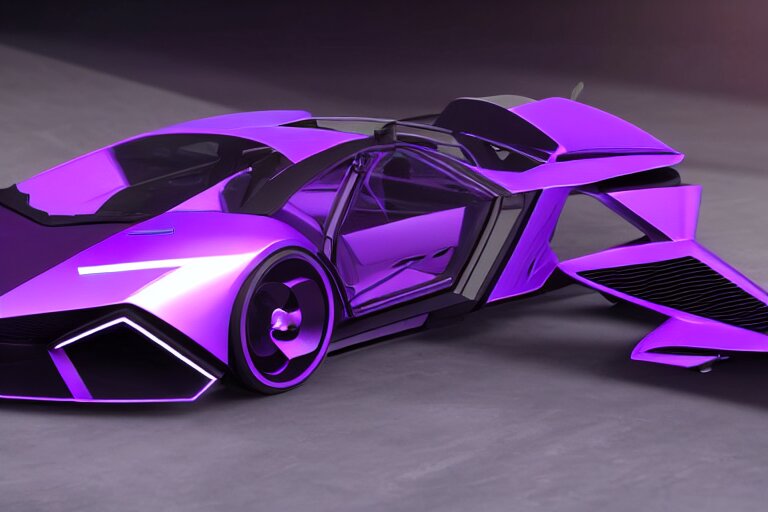 cyberpunk purple lamborghini concept inspired sports car, futuri... -  