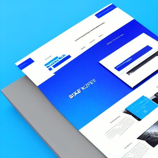 futuristic 3D website brand design portal, blue background with white text, new 4D design layout on the side, pleasing colors and readable fonts, featuring a super modern brand logo image in 5D