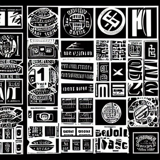 black on white graphic design stickers in style of david rudnick, eric hu, y 2 k, 