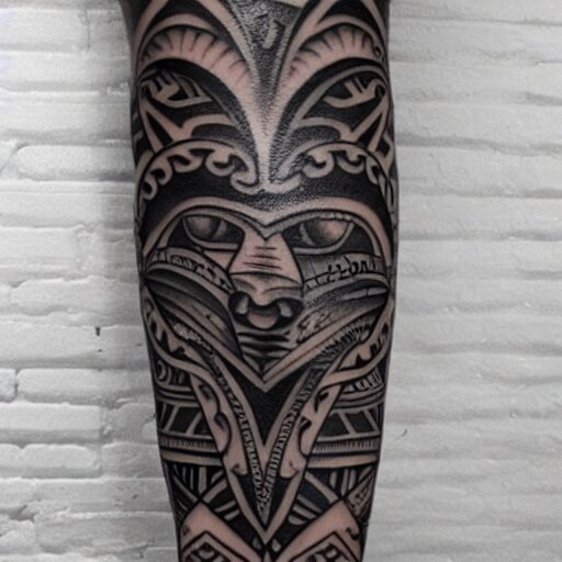 tribal tattoo along forearm