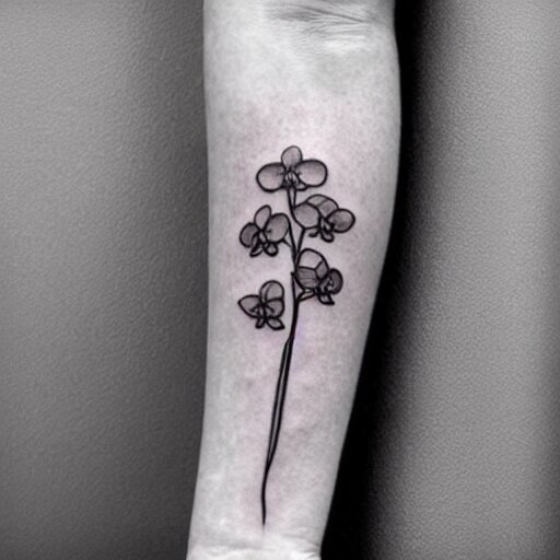 simple tattoo of an orchid sprouting from the earth