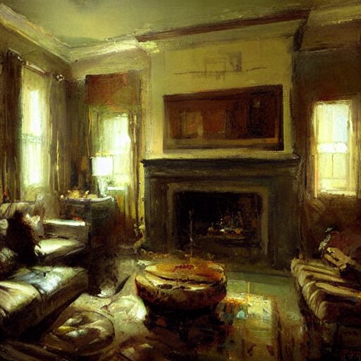 modem living room painting by jeremy mann 