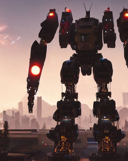 Lexica - The giant massive mech walker robot ; armed and watchfully ...