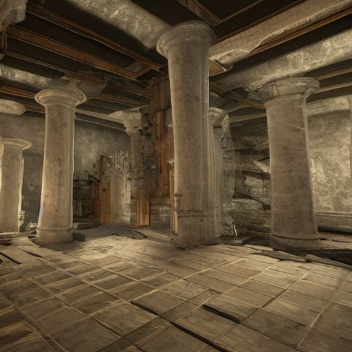 interior architecture from quake, lovecraftian, liminal space, unreal engine 5, hyper detailed, hyper realistic 