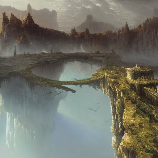 a beautiful hyper realistic detailed matte painting of a place might looks like creativity by john howe, greg rutkowski, aerial view, unreal engine, barometric projection, rectilinear, octane render, well - rendered. 
