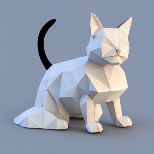 low poly render of a cat on a white background isometric 3D Utra HD