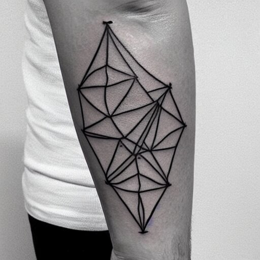 simple inner bicep tattoo of intersecting triangle, Stable Diffusion