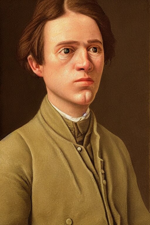 Lexica Ultra realistic jean baptiste grenouille face portrait in the style of grant wood