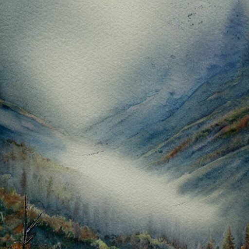 a beautiful watercolor painting an epic appalachian wilderness at dawn, godrays, mystical, deep shadows, epic scale 