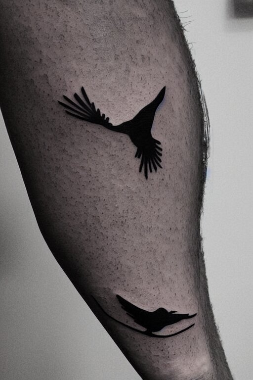 a simple tattoo design of minimalist flying birds, black ink, abstract logo, line art 