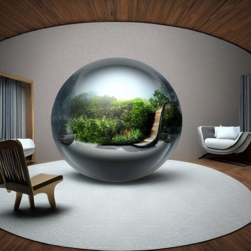 mini house inside crystal ball octane render hyperdetailed, 