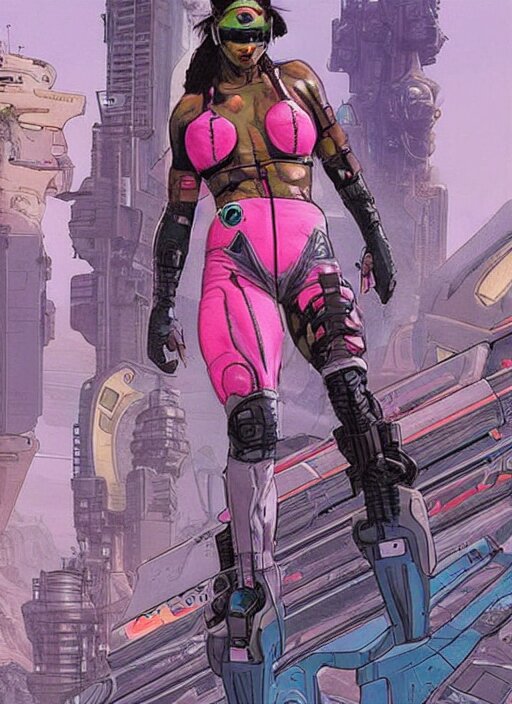 apex legends cyberpunk fitness babe. concept art by james gurney and mœbius. gorgeous face. 