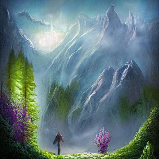 magical academy on a mountain, mist, fantasy, realism, by bagshaw tom 