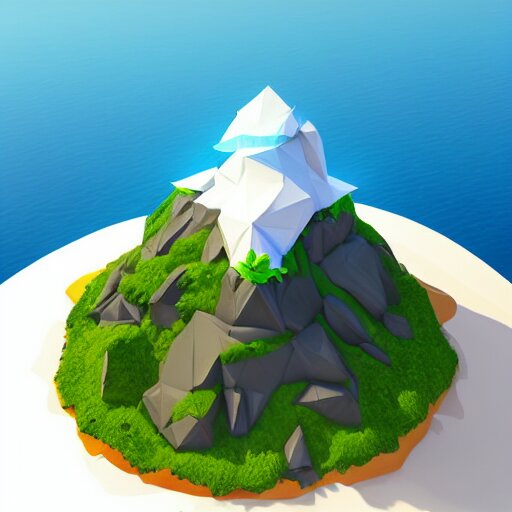 a floating island on an ocean isometric art, low poly art, game art, artstation, 3D render, cgsociety, unreal engine 5