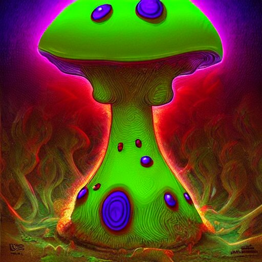 trippy mushroom, by justin guse and luke brown and justin bonnet, details, instagram digital, artstation 