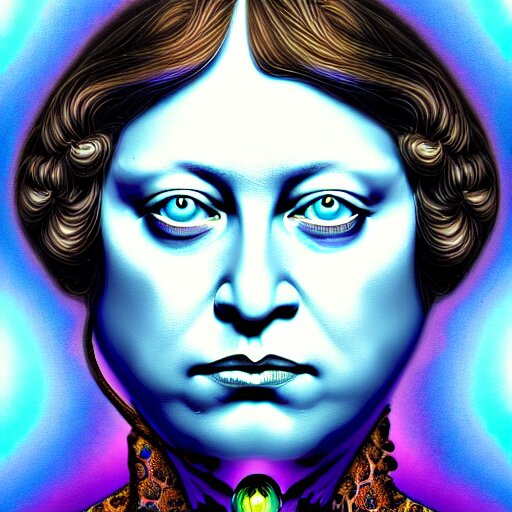 an extremely psychedelic portrait of madame blavatsky, surreal, lsd, face, detailed, intricate, elegant, lithe, highly detailed, digital painting, artstation, concept art, smooth, sharp focus, illustration 