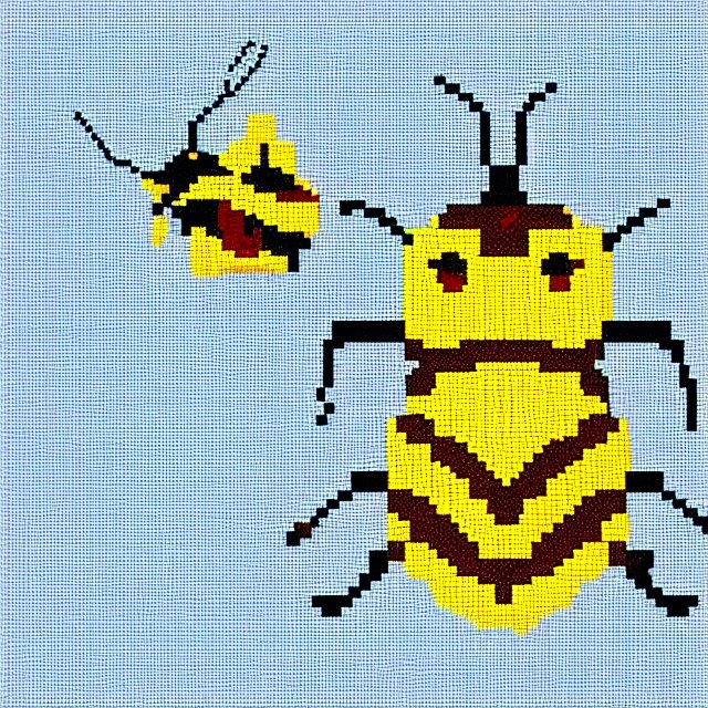 bee, pixelated, flying 