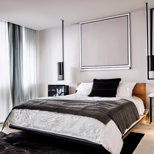 a modern minimalist art deco bedroom 