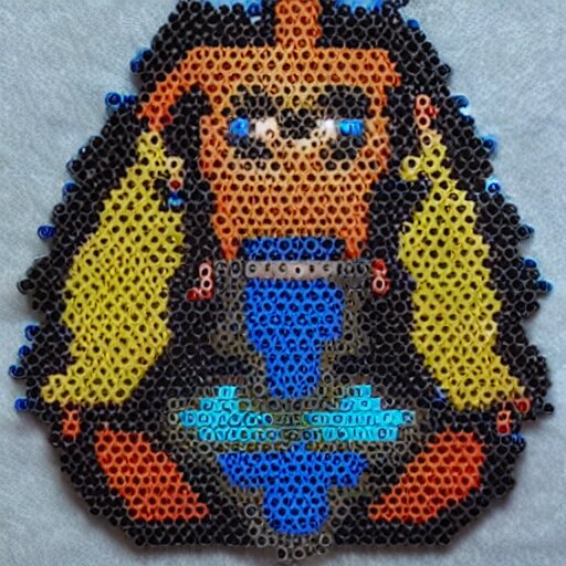 a warrior from world of warcraft made out of beads