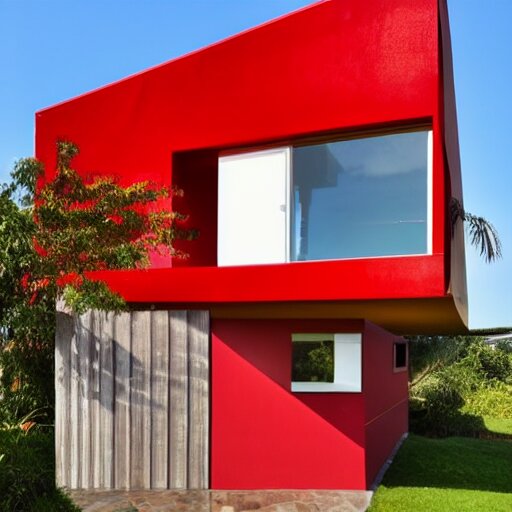 a modern red house in brazil, architecture 