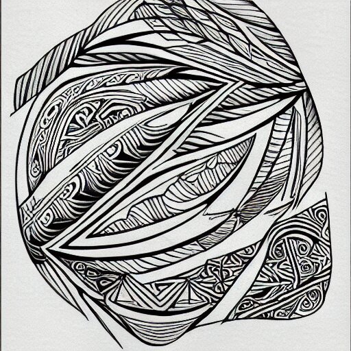 tattoo sketch of a sea, on a yellow canva, ornamental, line art, minimalism, maori 