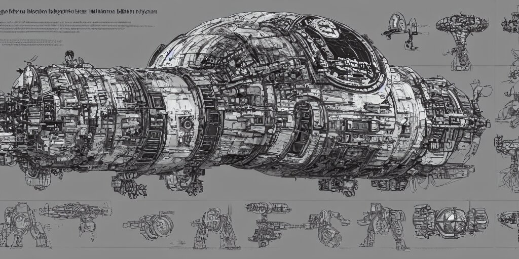 a giant robot, bulbous biomechanical mri machine millennium falcon space - station vuutun palaa with massive piping inspired by a nuclear reactor submarine and maschinen krieger, character sheet, concept design, contrast, kim jung gi, greg rutkowski, zabrocki, karlkka, jayison devadas, trending on artstation, 8 k, ultra wide angle, pincushion lens effect 