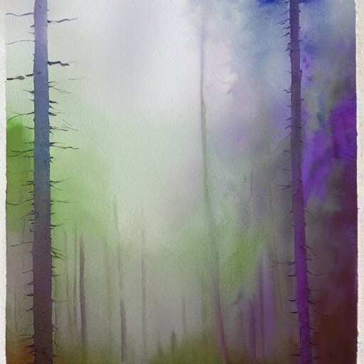 watercolor foggy forrest