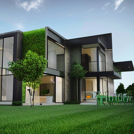 mansion exterior modern contemporary grass plants highly realistic high quality octane render 