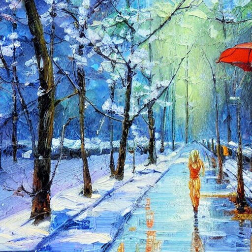 painting depicting all four season in one paintng, concept art, artstation, detailed, impressionism, oil on canvas, knife painting, messy, 