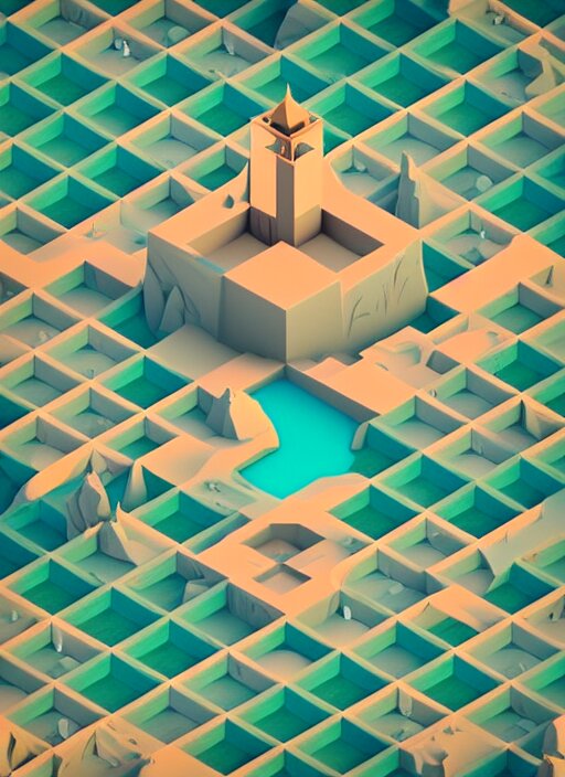 a low poly isometric render of saudi arabia in the style of monument valley, floral!, intricate, elegant, smooth shading, soft lighting, illustration, simple, solid shapes, by magali villeneuve, jeremy lipkin and michael garmash, rob rey and kentaro miura style, octane render 