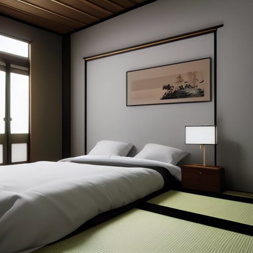 still photo of a japanese guest room, highly detailed, photorealistic portrait, bright studio setting, studio lighting, crisp quality and light reflections, unreal engine 5 quality render 