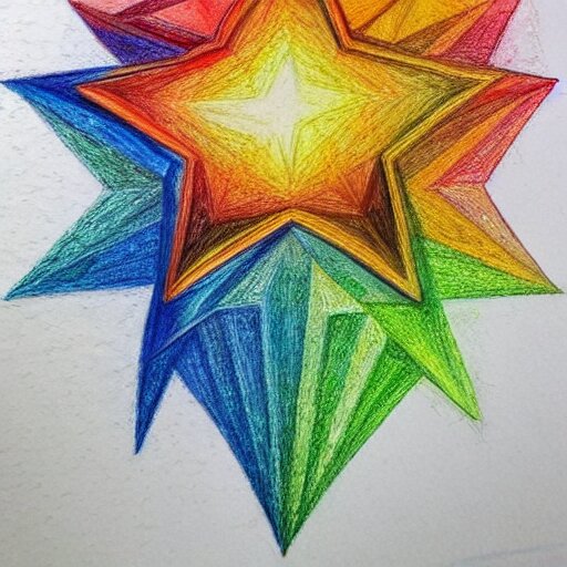  Colored pencil art on paper, Star art abstraction, artstation, MasterPiece, Award-Winning, Caran d'Ache Luminance