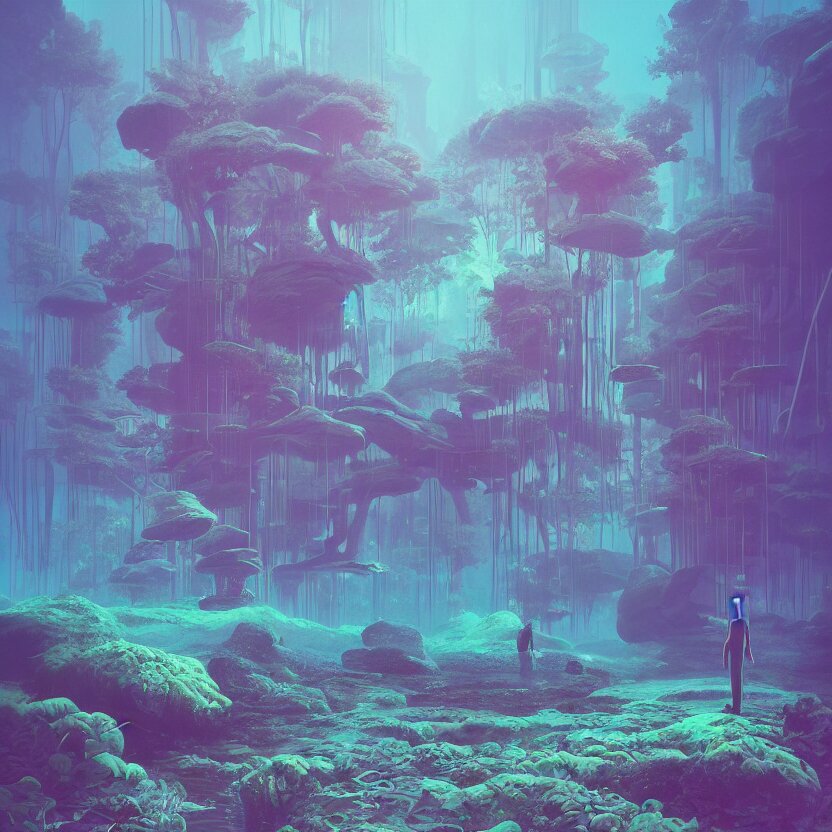 the submerging wisdom in the ecosystem acrylic painting  by Beeple and CGSociety