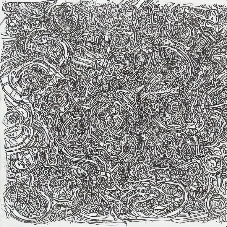 notebook doodle architecture sketch with extremely intricate psychedelic patterns hyper detailed linework pen and paper 