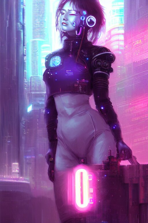 Portrait of a girl in a futuristic cyberpunk style in a cyber