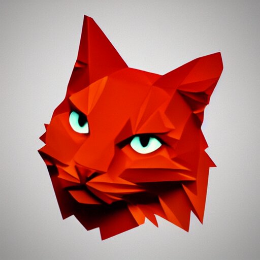 orange to red gradient low poly art of cat 