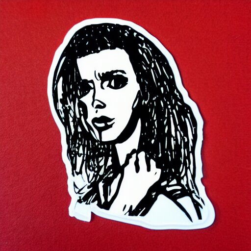 die cut sticker, revolutionary anarchist girl, splatter paint 