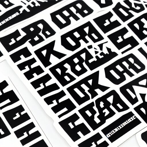 black on white graphic design stickers in style of david rudnick, eric hu, y 2 k, 