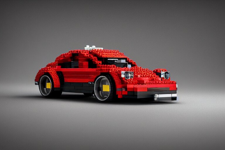 Porsche made out of Lego, designed by Apple, octane render, studio light, 35mm,