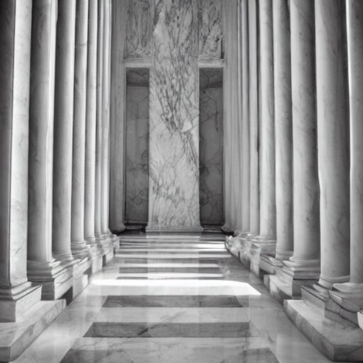 a marble room carved from the marble flesh of god, beautiful in its smoothness and expansiveness, architectural photograph 