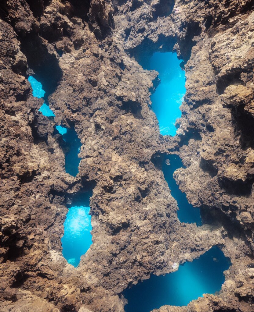 a deep exotic underwater canyon 