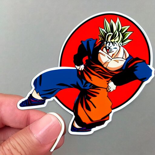 die cut sticker, goku one piece style, splatter paint 