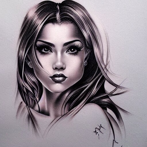 tattoo design, stencil beautiful portrait of a girl by artgerm, artgerm