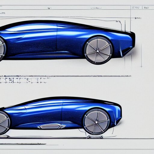 blueprint for an advanced car, concept art, digital sketch, 4 k, hd 