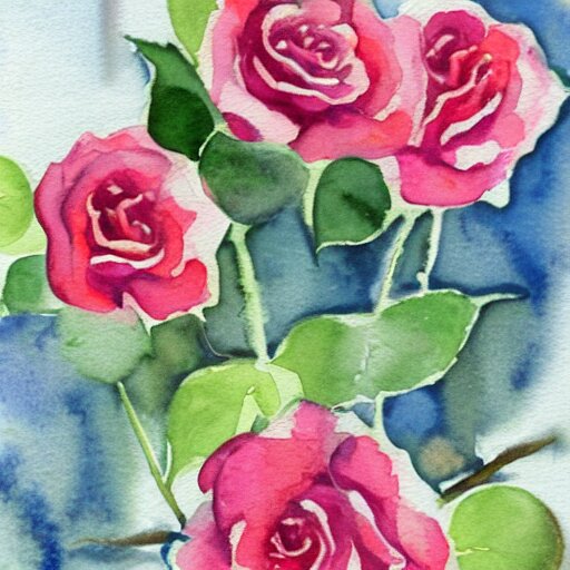 watercolor little roses 