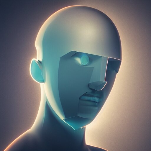 Rule of thirds. Badass. Cool. Neat. In the style of faceted glass geometric abstract art. 4k. HDR. Award-winning. Raytracing. Global illumination. Ambient occlusion. Blue color scheme. Octane render of a cool abstract geometric head forum avatar character. Futuristic. badass. interesting. intriguing. stylish. 