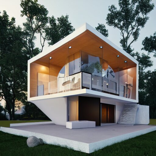 mini modern house in a crystal ball, octane render hyperdetailed, 