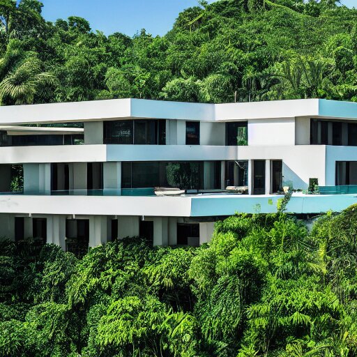 a modern mansion in the middle of the jungle, award winning photography, canon camera, 8k